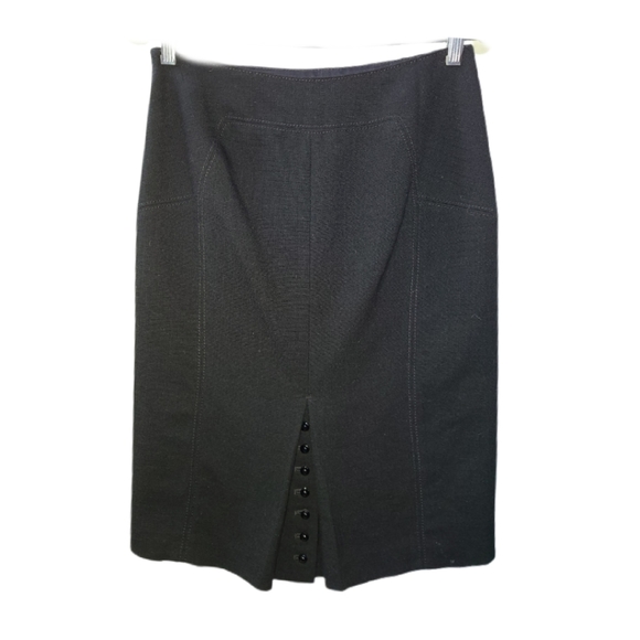 ANN TAYLOR  BLACK 100% VIRGIN WOOL PENCIL SKIRT - Picture 2 of 3